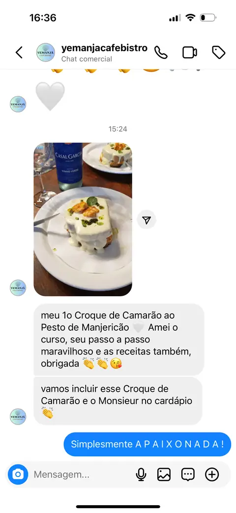 Mensagem do Yemanjá Café Bistrô com o primeiro croque