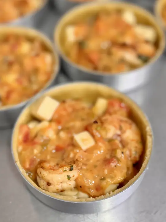 Quiche de camarão em close